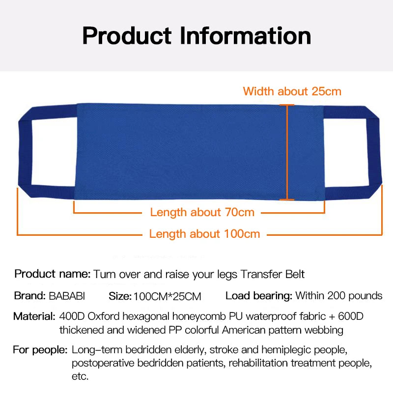 Elderly Disabled Transfer Belt Bed Nursing Shift Pad Turn over Auxiliary Belt Bedridden Patient Transport Carrying Mobile Belt