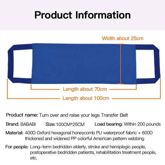 Elderly Disabled Transfer Belt Bed Nursing Shift Pad Turn over Auxiliary Belt Bedridden Patient Transport Carrying Mobile Belt