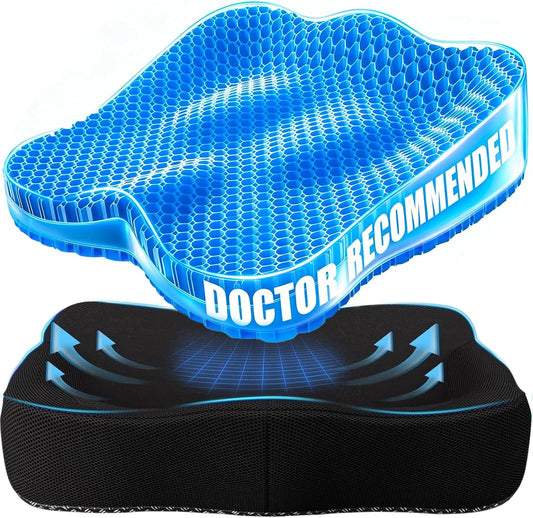Gel Seat Cushion, Thicken Big Office Chair Cushion Chair Seat Pads for Long Sitting, Sciatica Hip Pain Relief, Egg Seat Cushion for Wheelchair Car Office Home Travel Outdoor