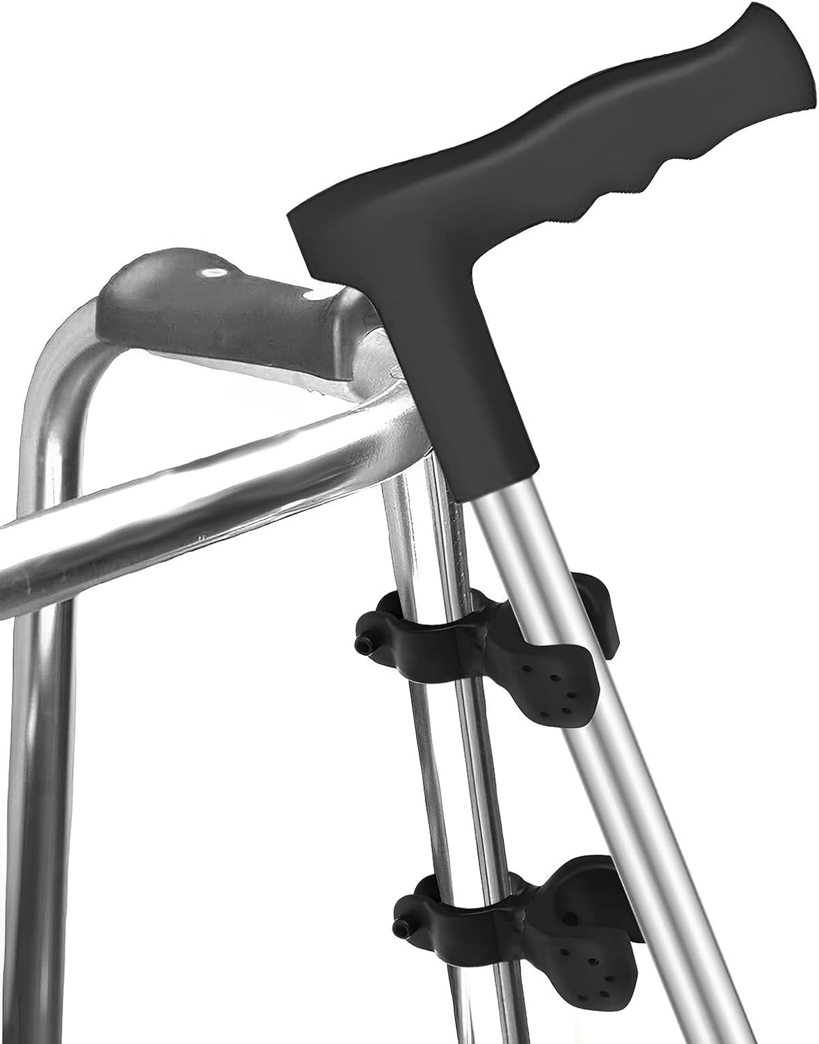 2Pcs Walking Stick Holder, Crutch Holder for Mobility Scooter with 360 Degree Rotatable Clip, Walking Stick Holder for Mobility Scooter, Easy Attach Mobility Scooter Accessories UK