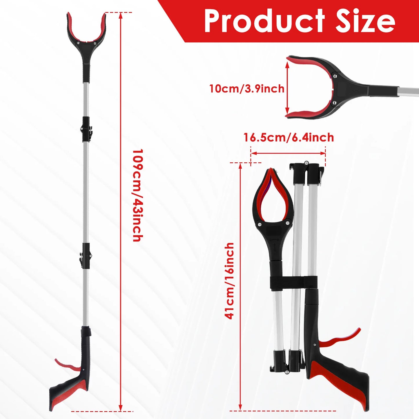 Garbage Picker Gripper with 360 ° Rotating Clip Foldable Gripper Extender Hand Tools Litter Reachers Picker with Non-Slip Jaw
