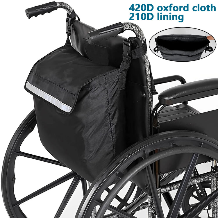 Wheelchair Bag Waterproof Wheelchair Pouch with Secure Reflective Strip Large Capacity Multifunctional Disabled Aid Carry Bag