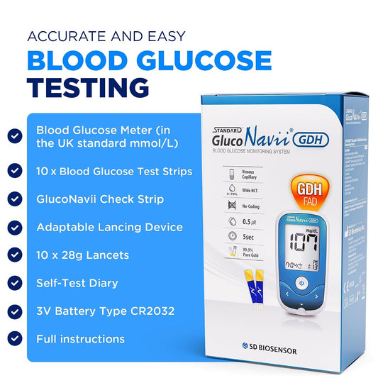 Gluconavii Blood Glucose Monitor Kit | Blood Sugar Monitor with Test Strips & Lancets | Diabetes Testing Kit | Blood Glucose Monitoring System for Home & Travel Use