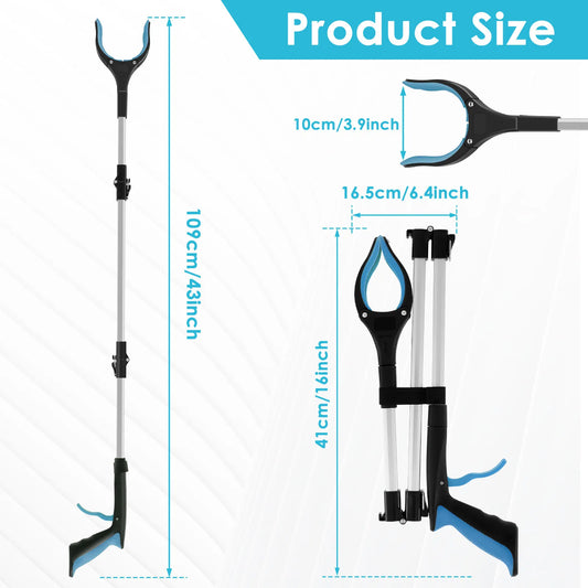 Garbage Picker Gripper with 360 ° Rotating Clip Foldable Gripper Extender Hand Tools Litter Reachers Picker with Non-Slip Jaw