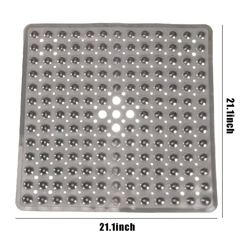 Square Bath Mat, Non-Slip Bath Mat with Suction Cups, Bath Mat, Drainage Holes, Machine Washable