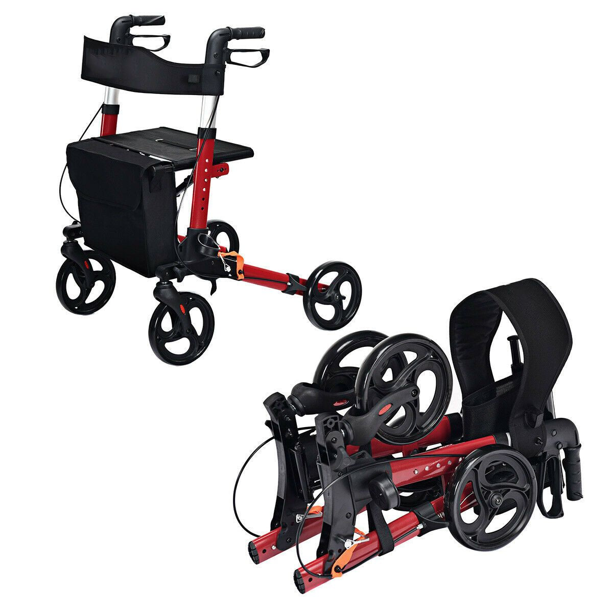 Lightweight Aluminium Folding Walking Mobility Aid with 4 Wheels