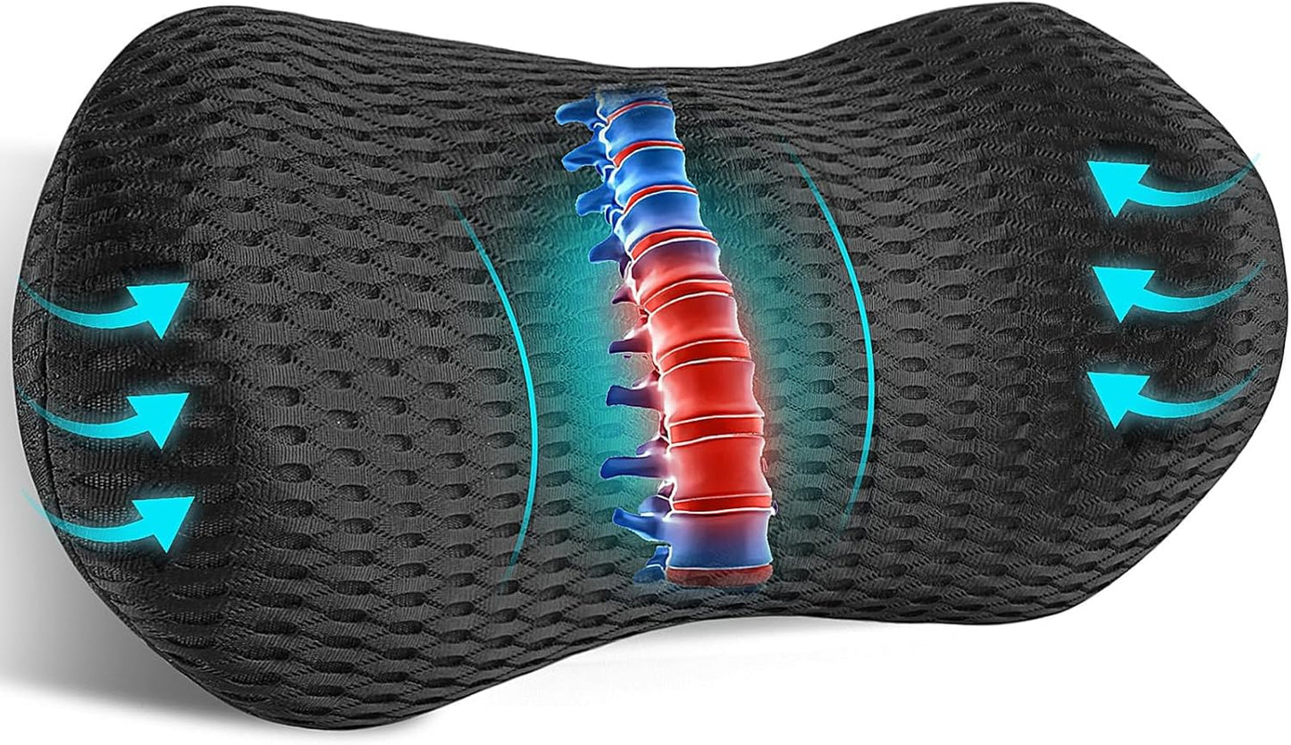 Lumbar Support Pillow for Office Chair, Car Lumbar Pillow, Memory Foam Back Support Cushion with Breathable 3D Mesh Back Support for Office Chair Back Support Backrest 3D-Small
