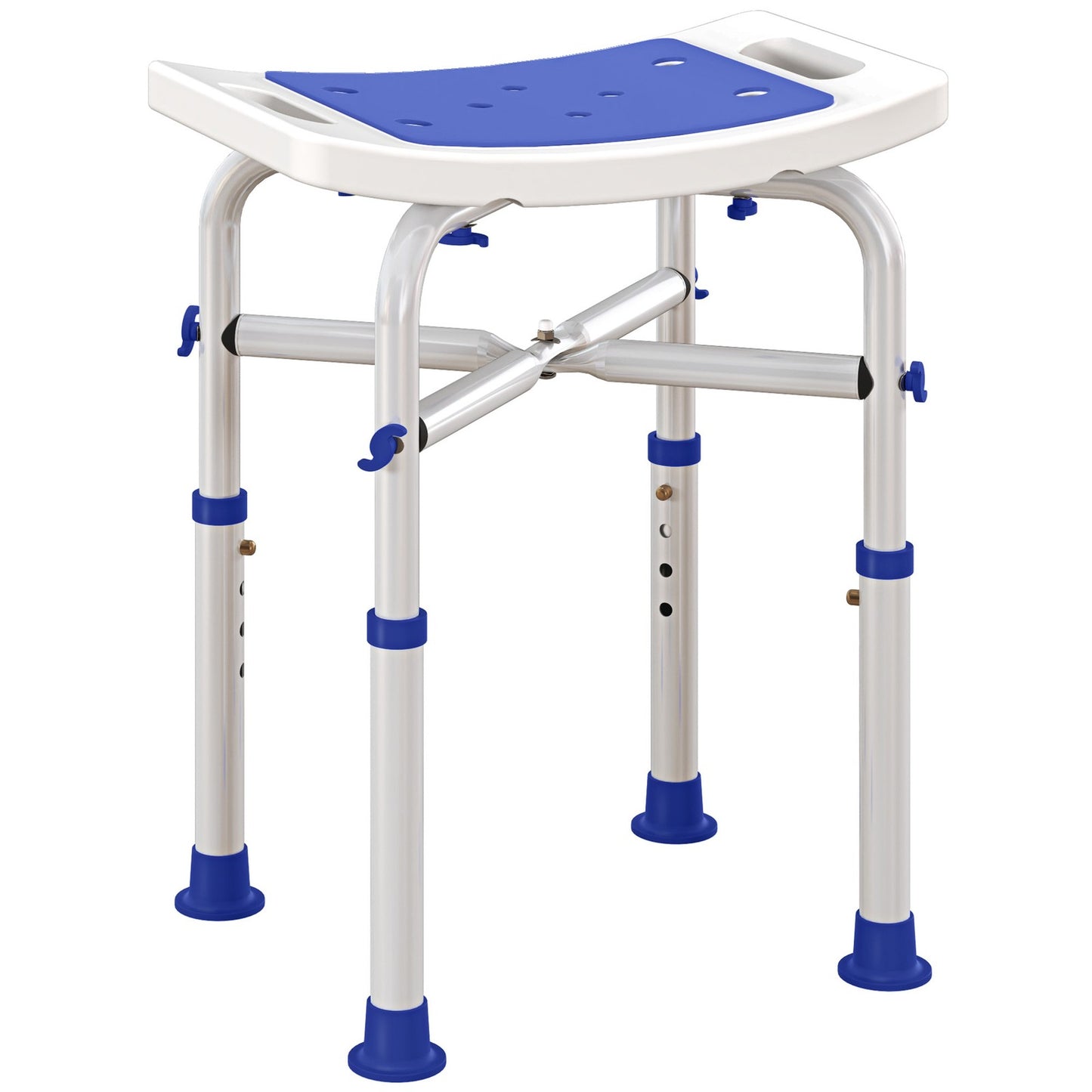 HOMCOM Adjustable Shower Stool with Foot Pads for Elderly Disabled Purple