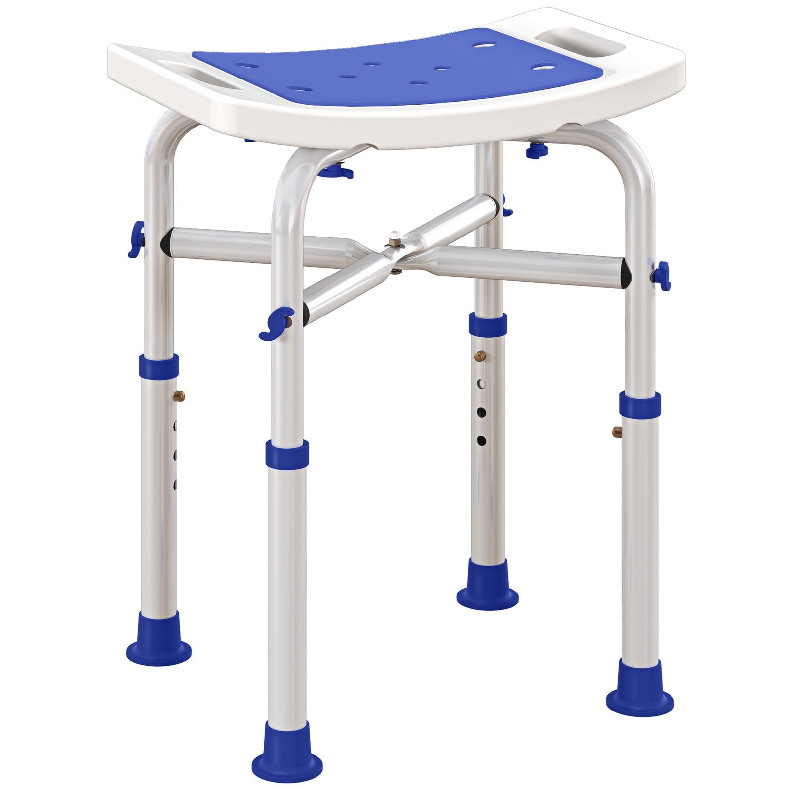 HOMCOM Adjustable Shower Stool with Foot Pads for Elderly Disabled Purple