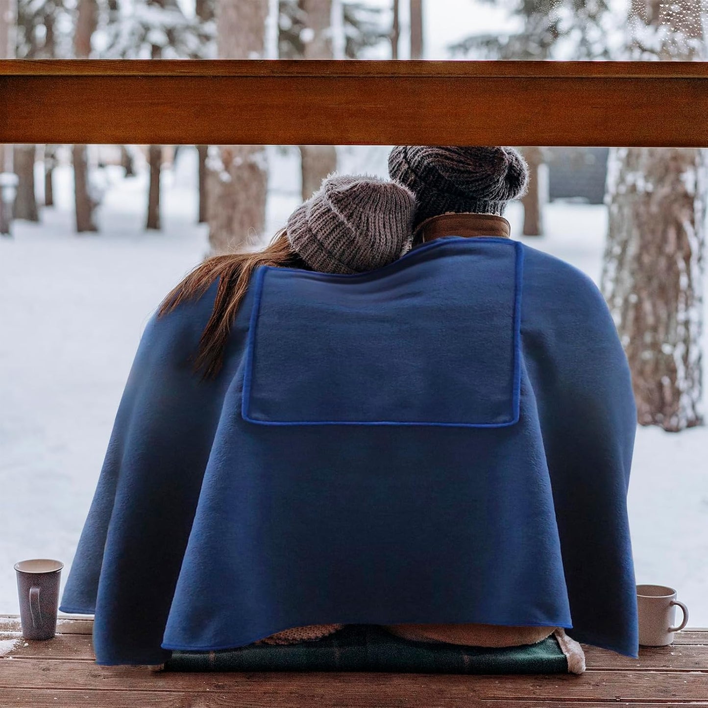 150×80Cm Quick Heating Electric Blanket with Large Pocket Wearable USB Charging Heated Shawl Wraps Cape Warm Skirt Knee Blanket Washable Winter Plush Blanket for Home Office School Outdoor Travel