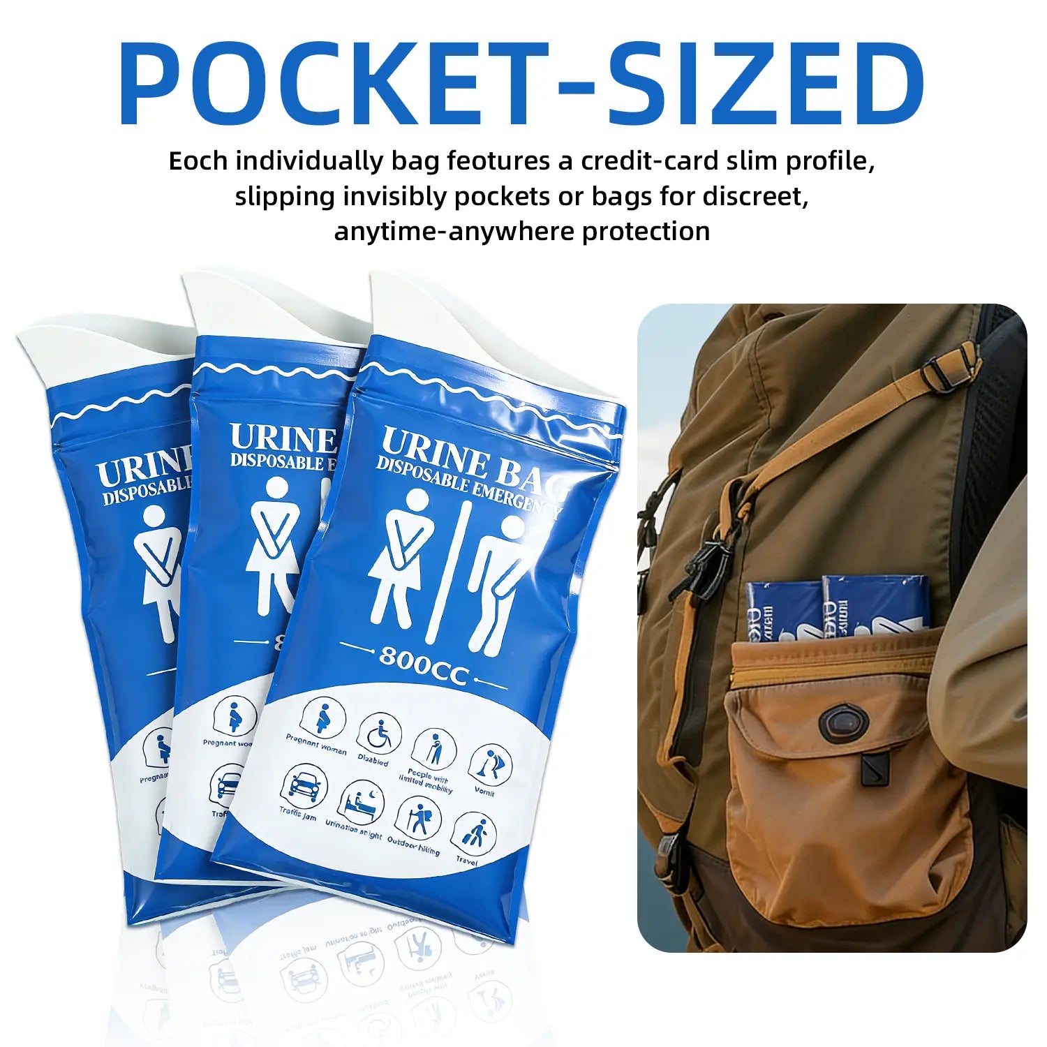 Portable Disposable Urinal Bag 12 PCS, 800ML Emergency Pee Bags for Travel, Unisex Urine Bag for Camping, Traffic Jams, Pregnant & Elderly Patients Dealsforyoudays