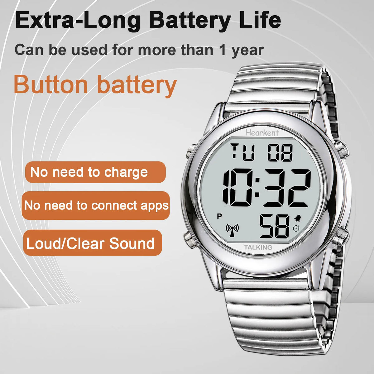 Man'S Watch for Blind Atomic Talking Watch German/English Radio Controlled Elderly Clock Watch with Alarm Wrist Watches