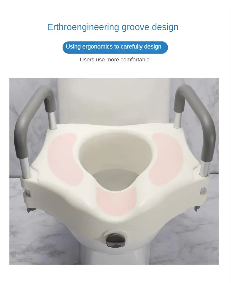 Raised Toilet Seat with Soft-Close Lid & Safety Frame