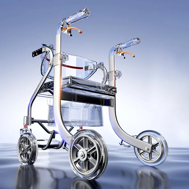 Ultra-Light Travel Trolley Walker with Seat — Multi-Function Rollator