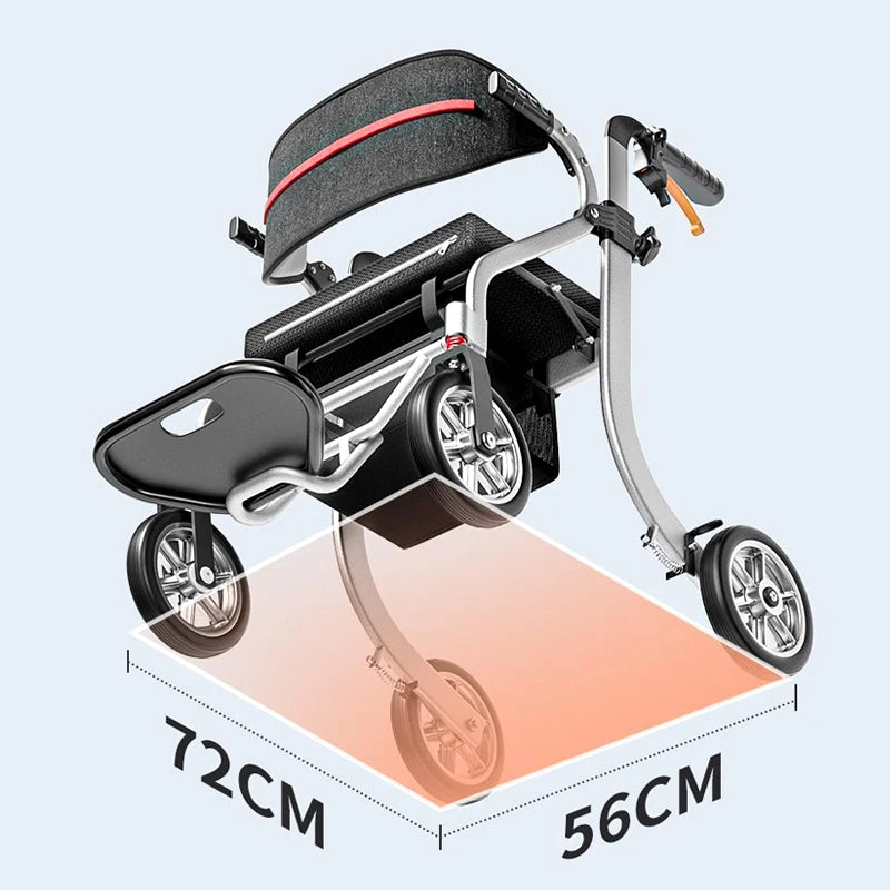 Ultra-Light Travel Trolley Walker with Seat — Multi-Function Rollator