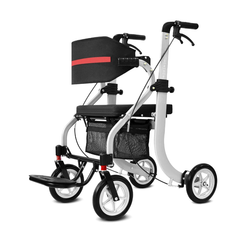 Ultra-Light Travel Trolley Walker with Seat — Multi-Function Rollator