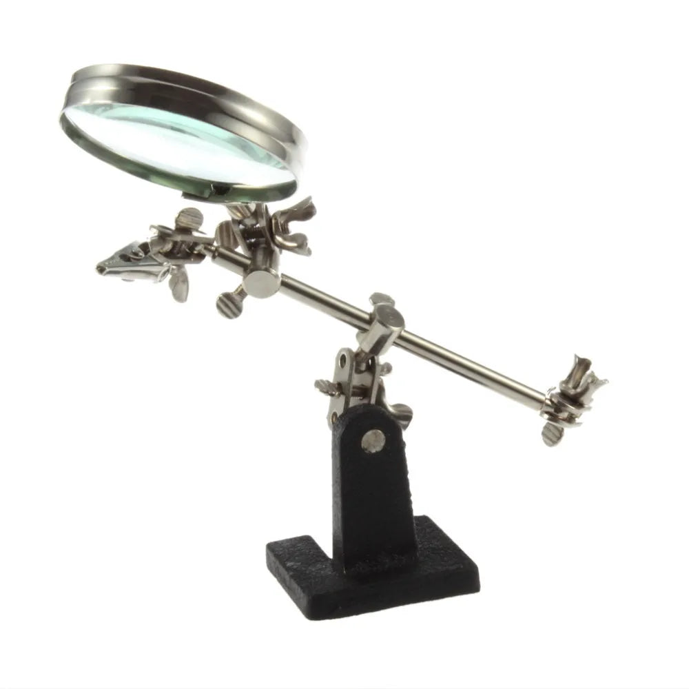 Helping Hands Magnifier Stand with 5X Magnifying Glass & Dual Alligator Clips