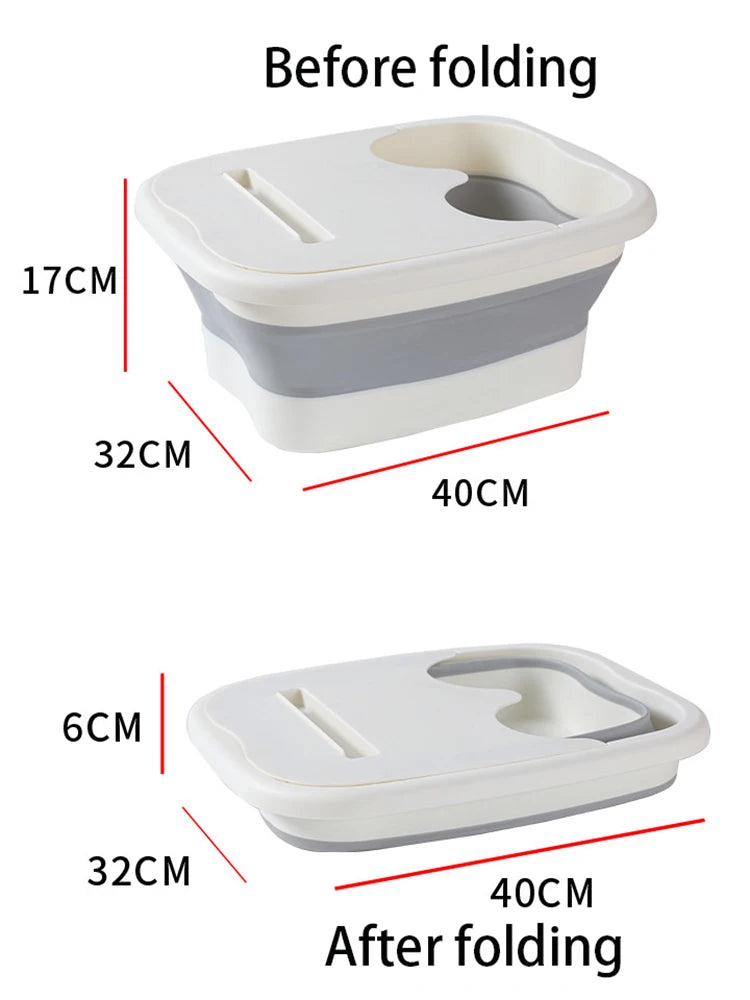 Foldable Foot Bath Bucket — Spa Soak & Massage Basin