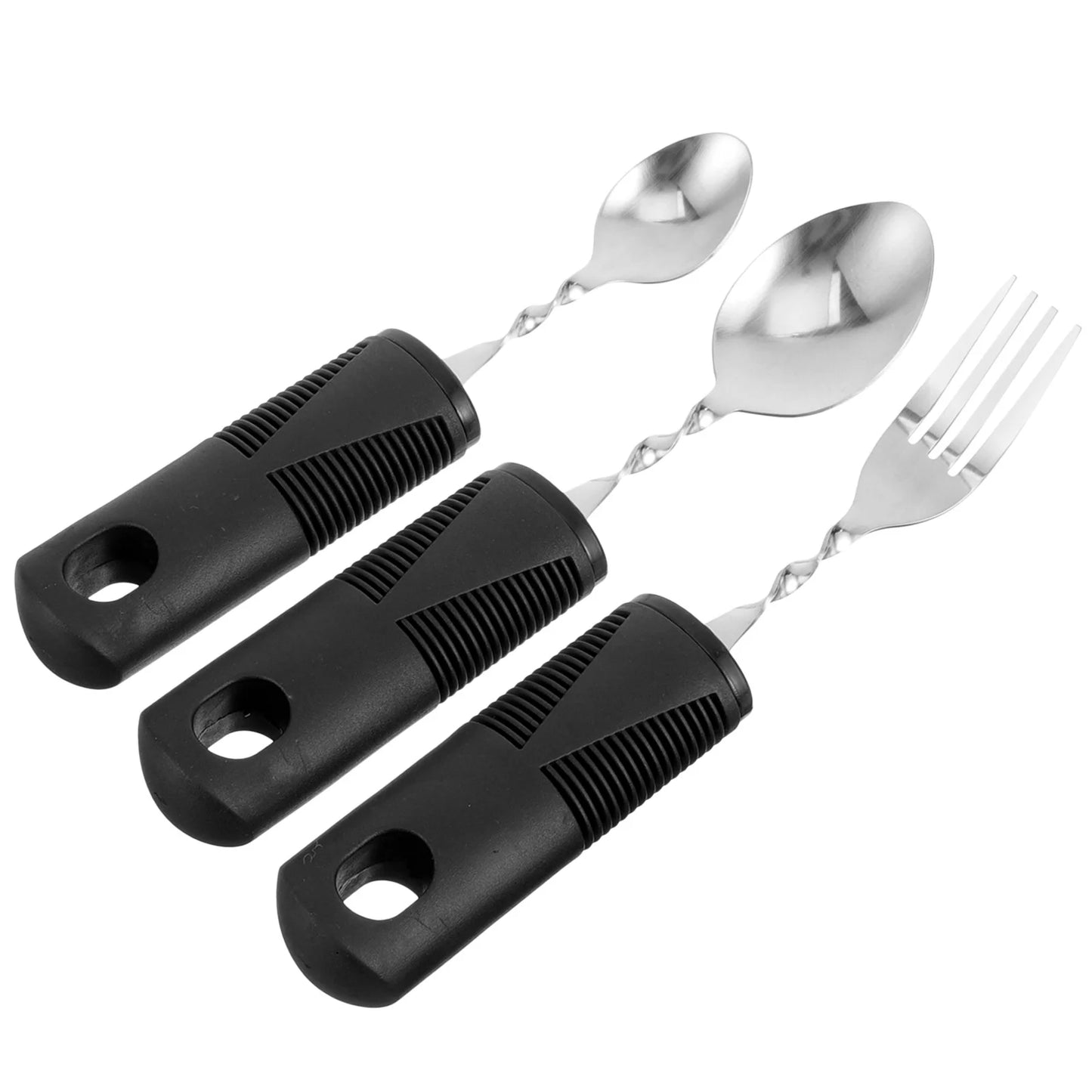 Adaptive Weighted Cutlery Set — 3-Piece Bendable Utensils for Elderly & Disabled