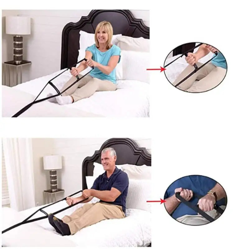 Adjustable Bed Assist Strap with Handrails — Sit Up Support