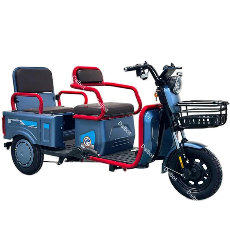 600W 3-Wheel Electric Mobility Scooter with Cargo & Back Seat