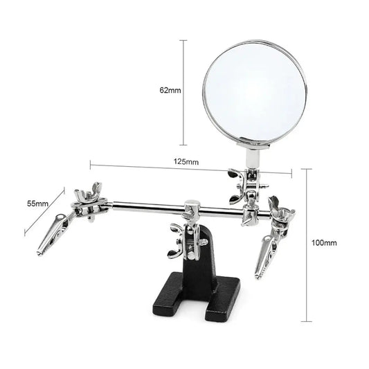 Helping Hands Magnifier Stand with 5X Magnifying Glass & Dual Alligator Clips