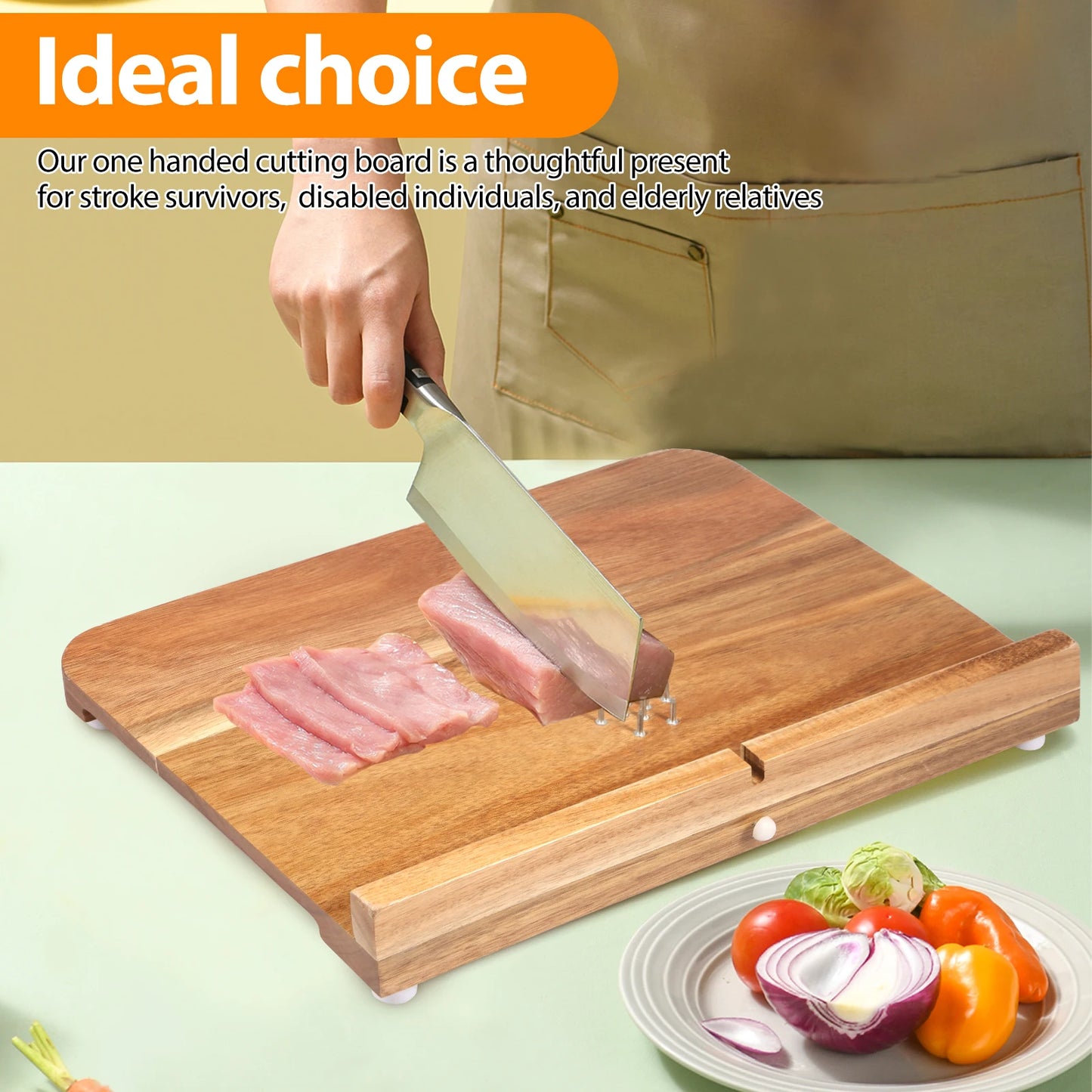 One-Handed Adaptive Cutting Board — Kitchen Aid for Stroke & Disability