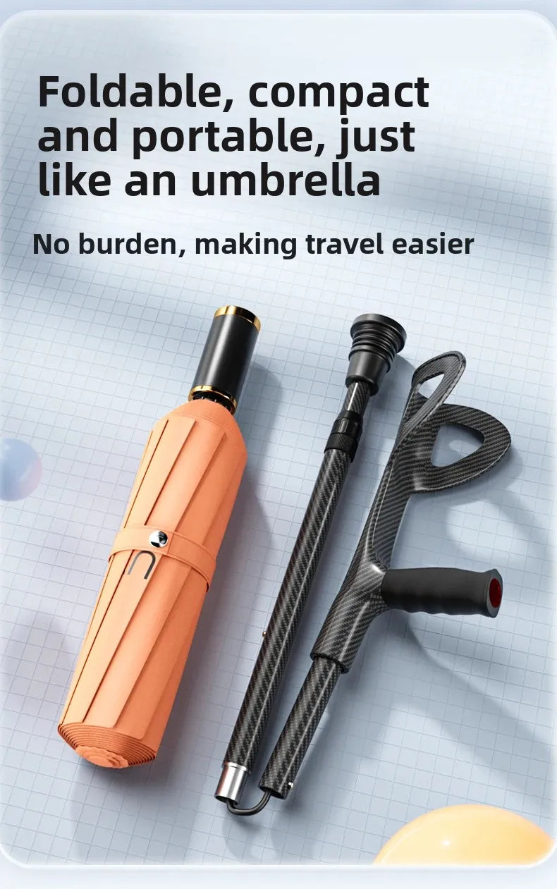 Carbon Fibre Folding Forearm Crutches — Lightweight, Adjustable, Shock-Absorbing