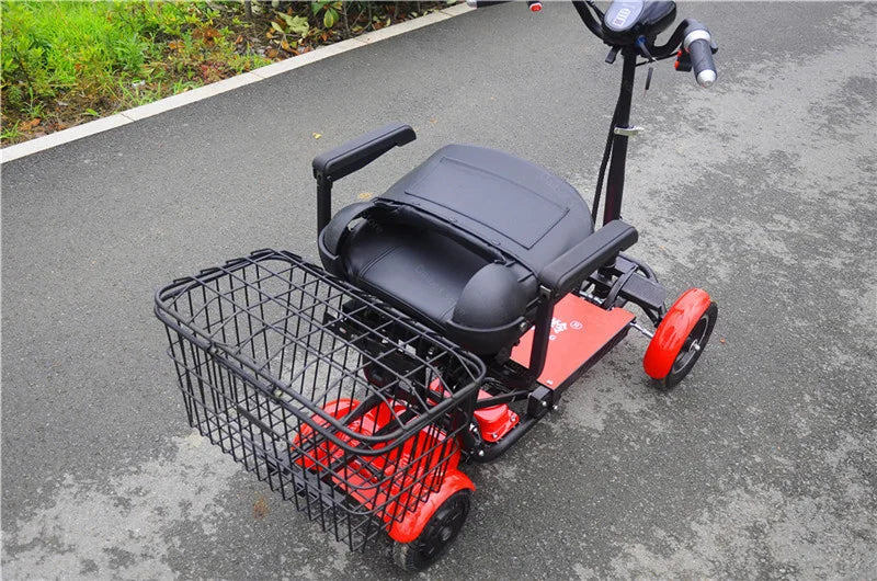 Foldable 4-Wheel Mobility Scooter with Basket — 500W Dual Motor