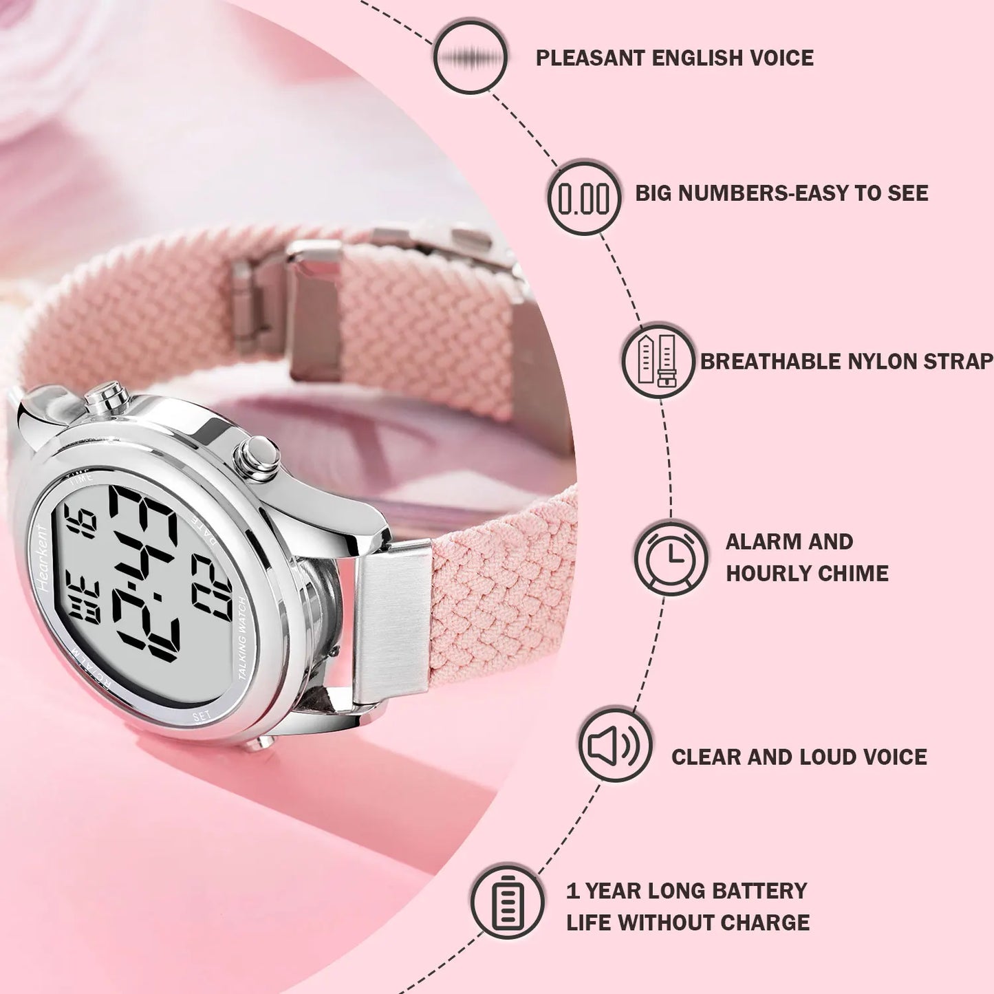 Talking Digital Watch — Multi-Language Voice Time Announcement with Easy-Read Display