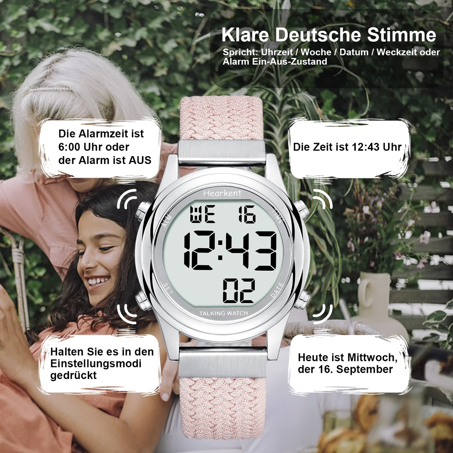Talking Digital Watch — Multi-Language Voice Time Announcement with Easy-Read Display
