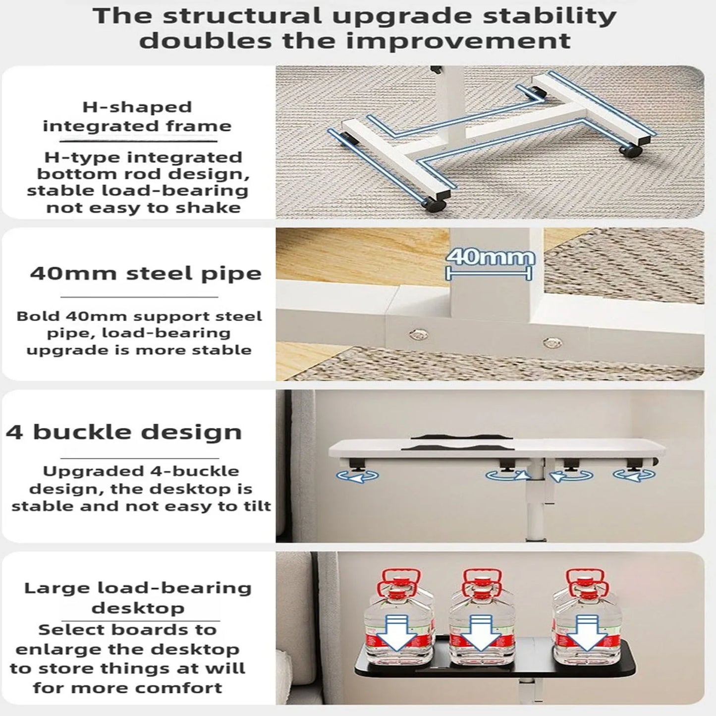 Adjustable Overbed Table — Foldable Laptop & Breakfast Tray