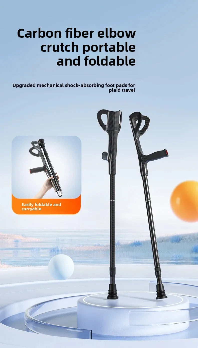 Carbon Fibre Folding Forearm Crutches — Lightweight, Adjustable, Shock-Absorbing