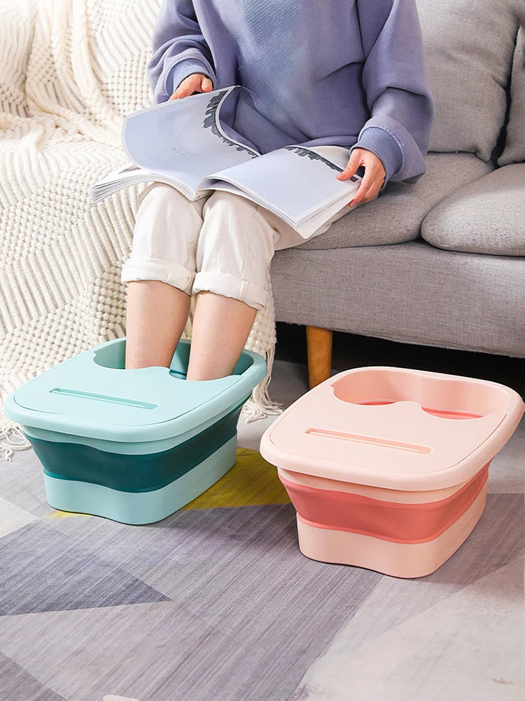 Foldable Foot Bath Bucket — Spa Soak & Massage Basin