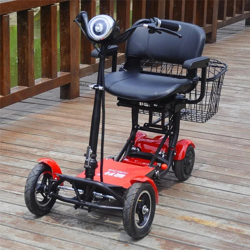 Foldable 4-Wheel Mobility Scooter with Basket — 500W Dual Motor