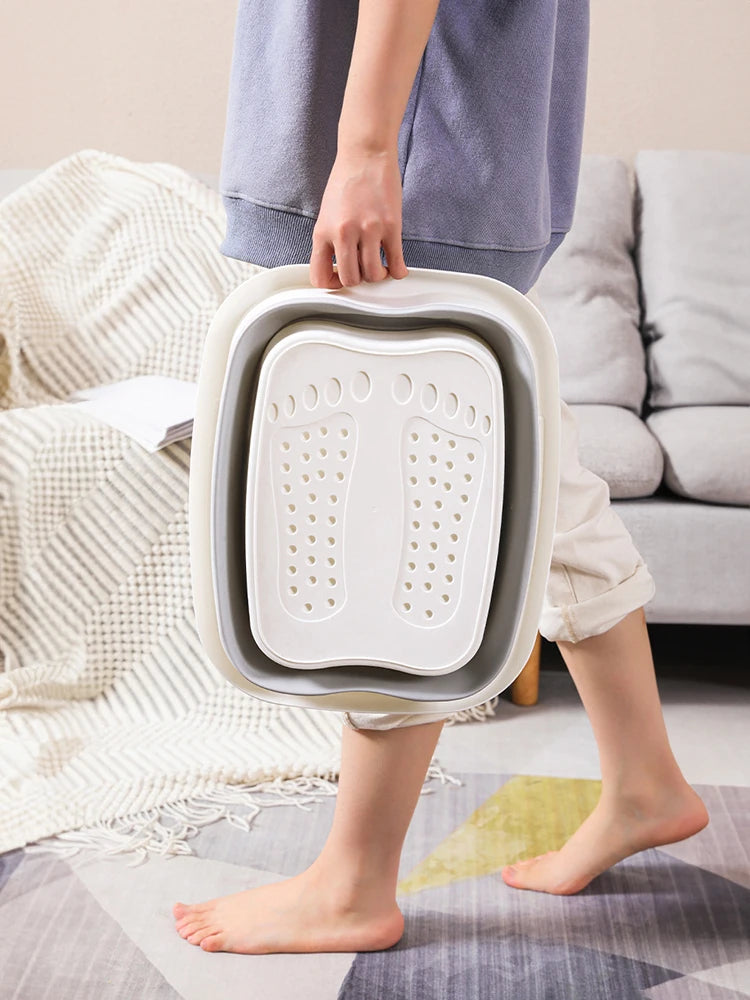 Foldable Foot Bath Bucket — Spa Soak & Massage Basin