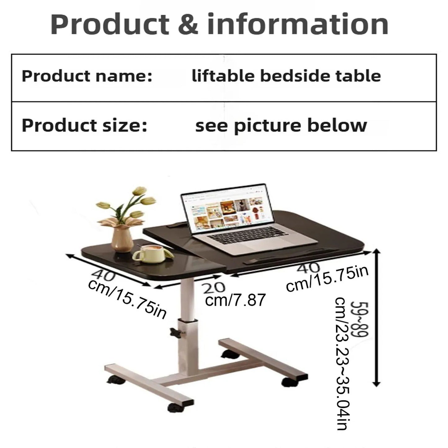 Adjustable Overbed Table — Foldable Laptop & Breakfast Tray
