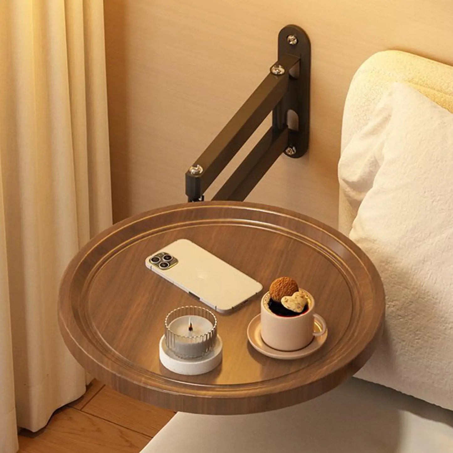 Wall-Mounted Folding Bedside Table — Space-Saving Rotatable Desk