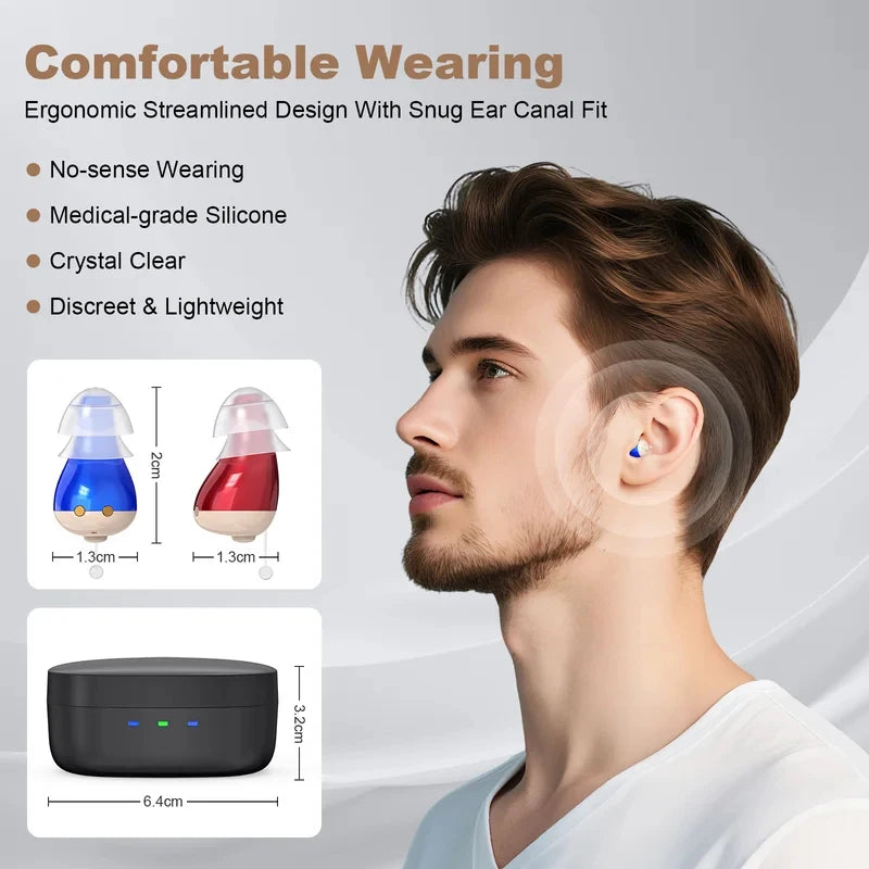 Rechargeable Hearing Amplifier Earbuds — Digital Sound Enhancement with Noise Reduction