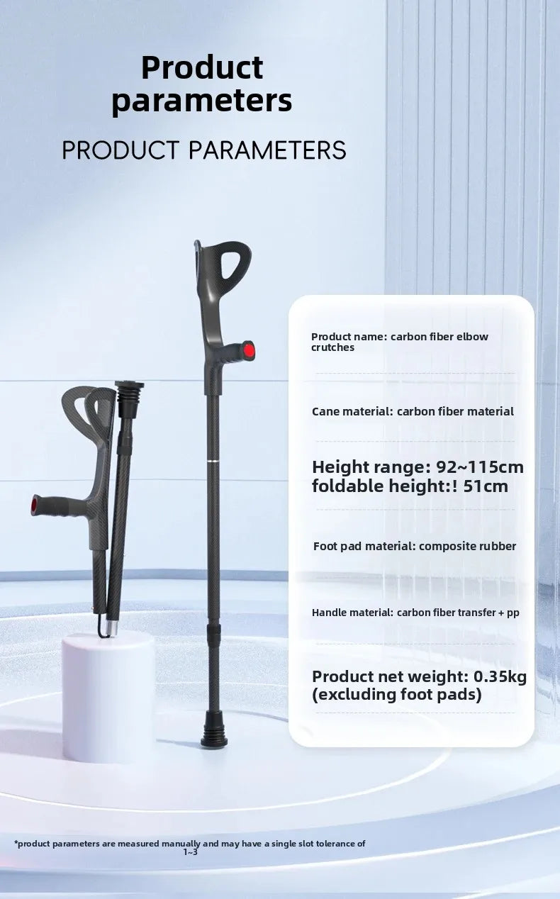 Carbon Fibre Folding Forearm Crutches — Lightweight, Adjustable, Shock-Absorbing