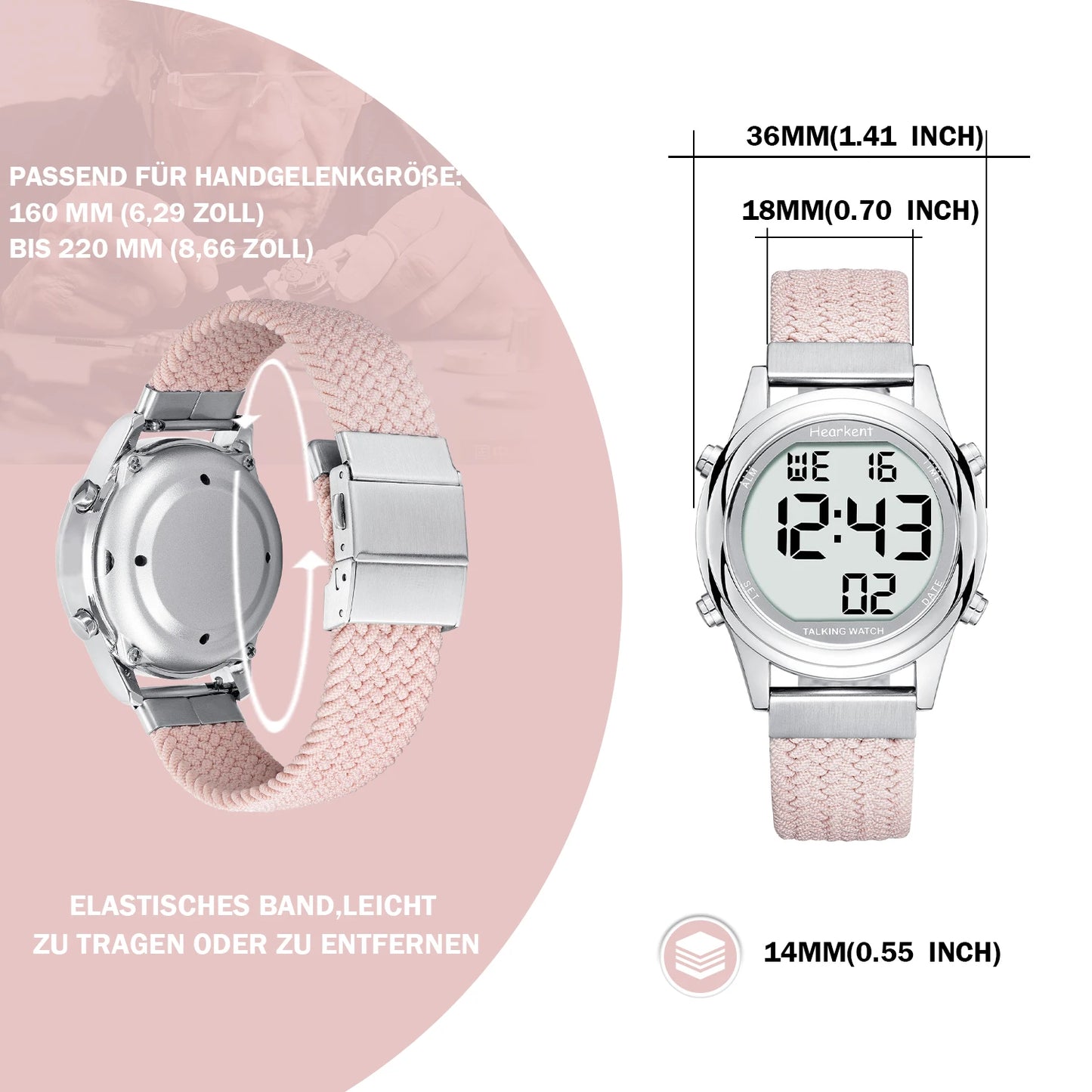 Talking Digital Watch — Multi-Language Voice Time Announcement with Easy-Read Display