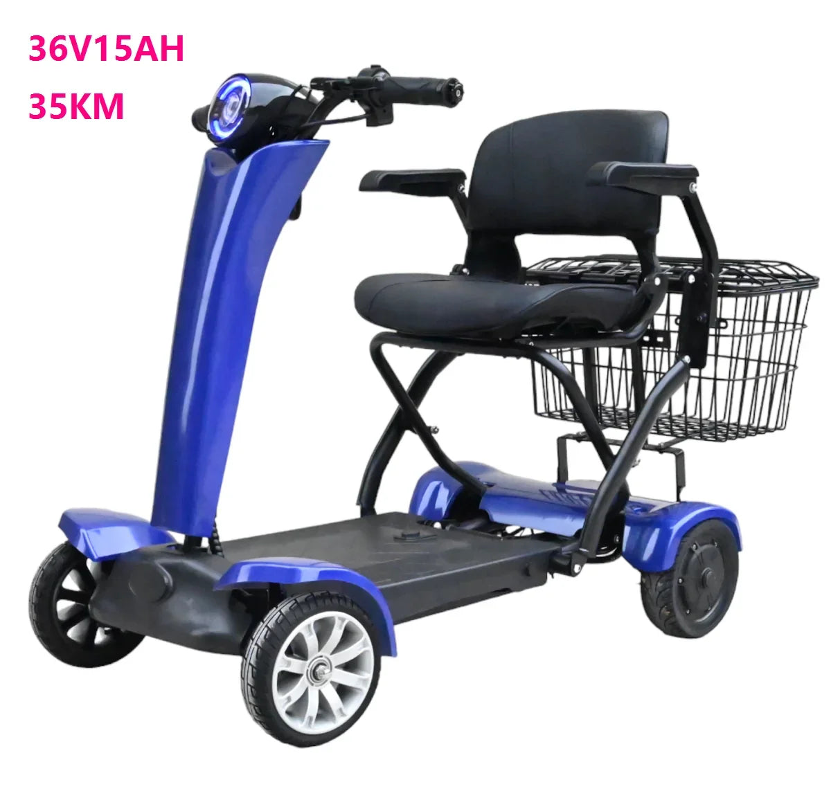 4-Wheel Auto-Folding Electric Mobility Scooter — Compact City Design, Multi-Colour