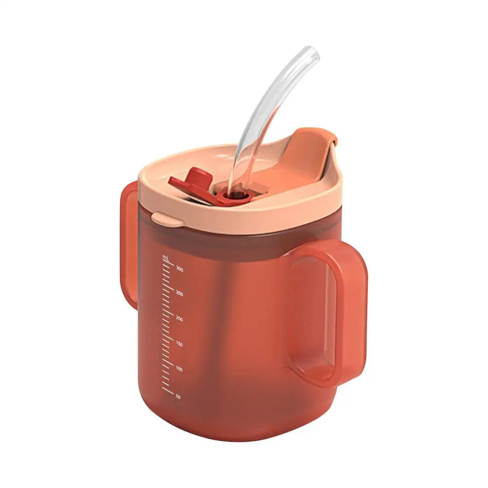 Spill-Proof Drinking Cup — 300ml with Handle, Lid & Straw