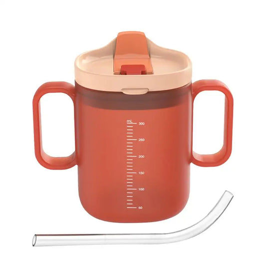 Spill-Proof Drinking Cup — 300ml with Handle, Lid & Straw