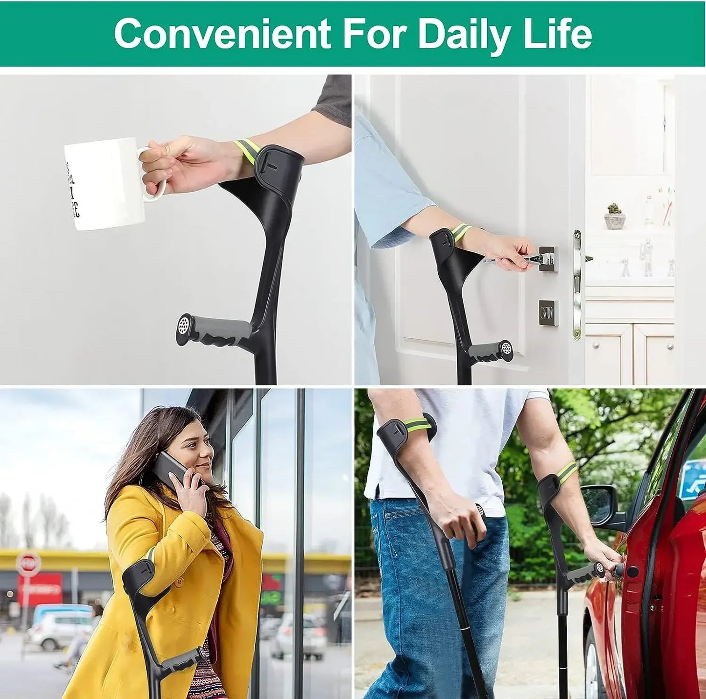 Forearm Crutches with Anti-Slip Cuffs — Adjustable, Adult Use