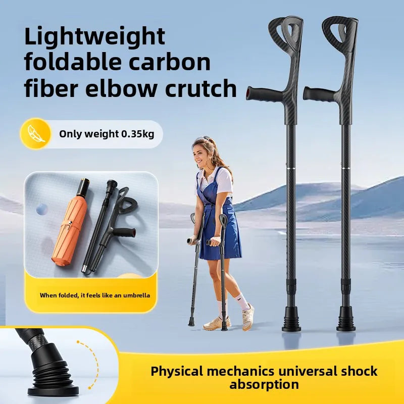 Carbon Fibre Folding Forearm Crutches — Lightweight, Adjustable, Shock-Absorbing