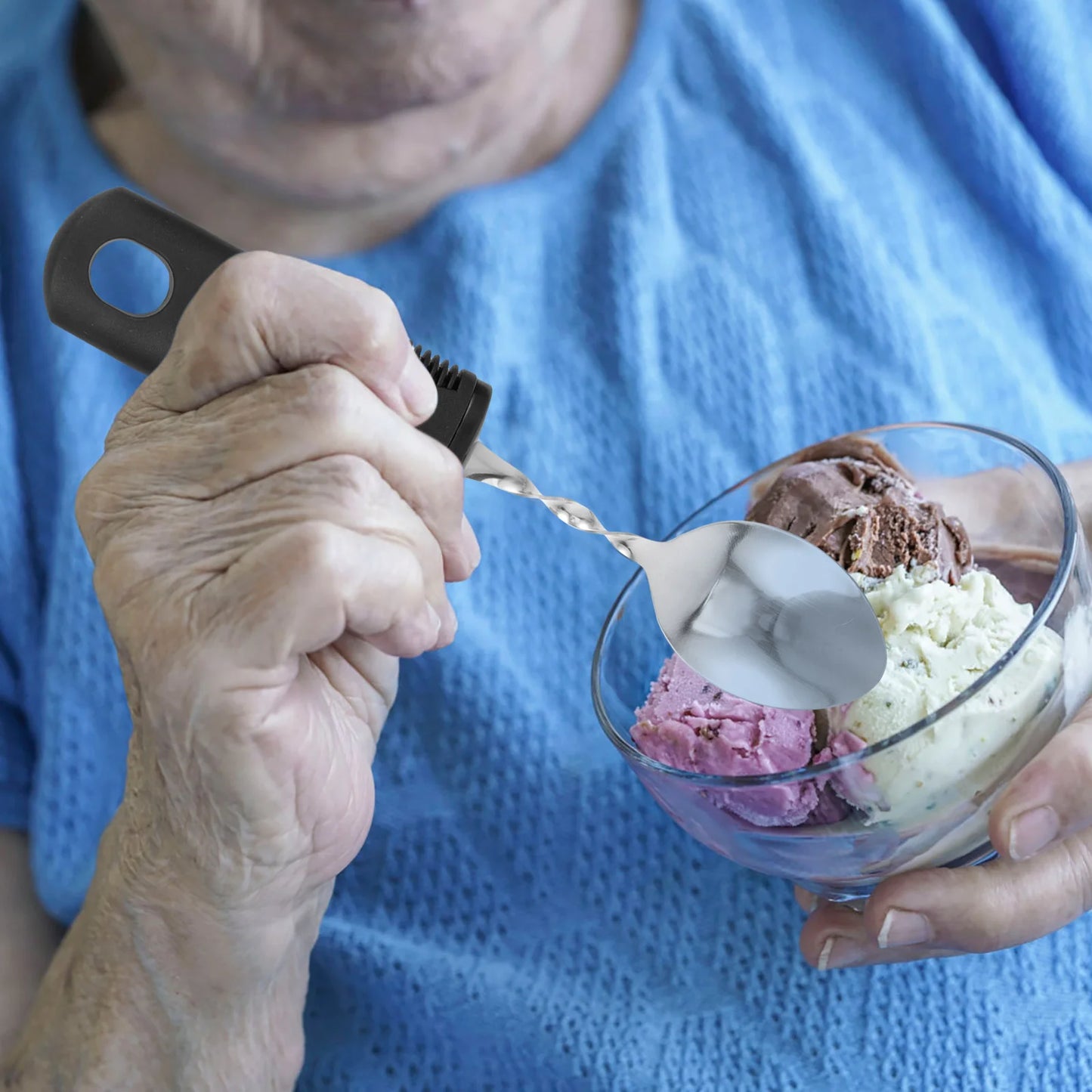 Adaptive Weighted Cutlery Set — 3-Piece Bendable Utensils for Elderly & Disabled