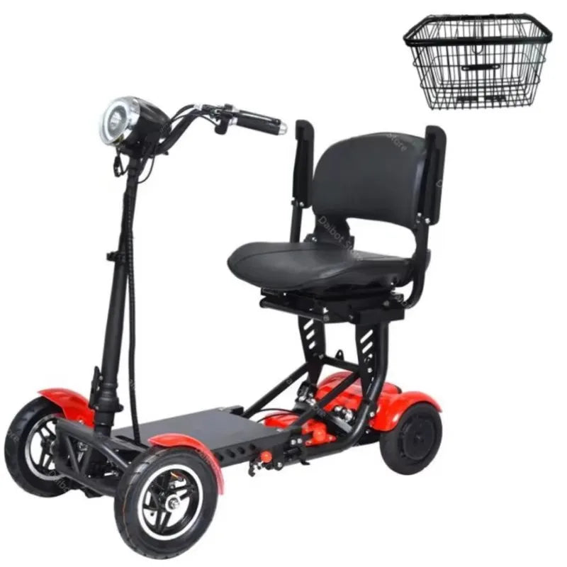 Foldable 4-Wheel Mobility Scooter with Basket — 500W Dual Motor
