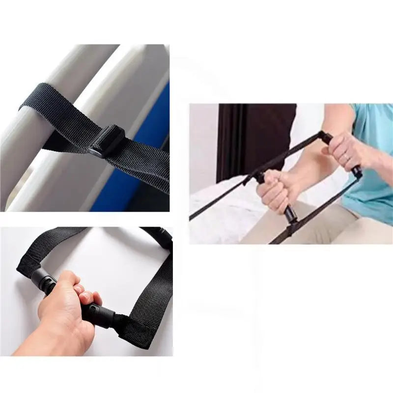 Adjustable Bed Assist Strap with Handrails — Sit Up Support