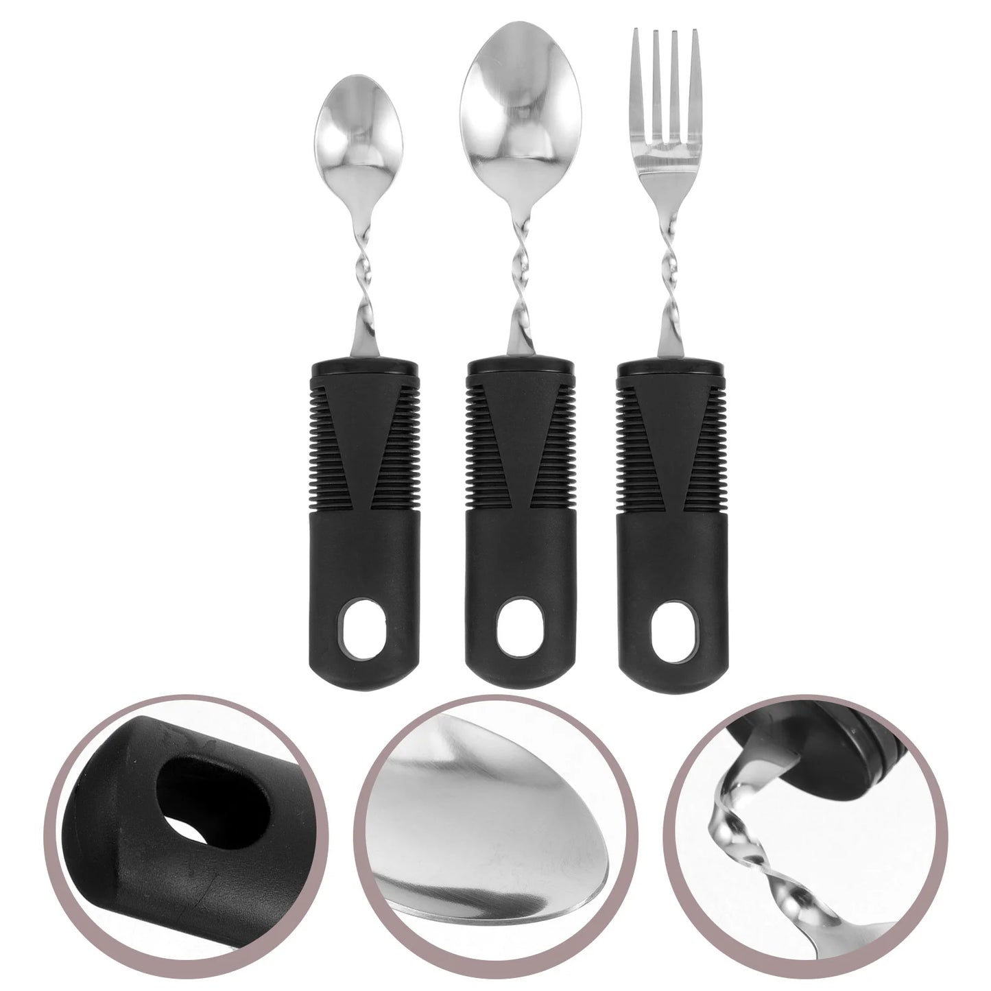 Adaptive Weighted Cutlery Set — 3-Piece Bendable Utensils for Elderly & Disabled